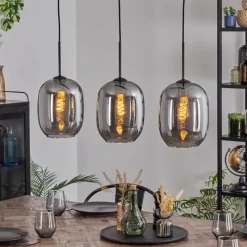 hofstein Apedo Suspension Fumé, 3 lumières