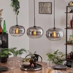 hofstein Apedo Suspension Noir, 3 lumières