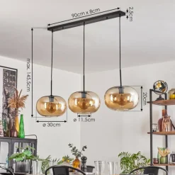 hofstein Apedo Suspension Noir, 3 lumières