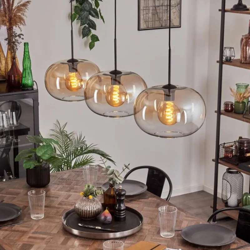 hofstein Apedo Suspension Noir, 3 lumières