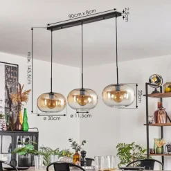 hofstein Apedo Suspension Noir, 3 lumières