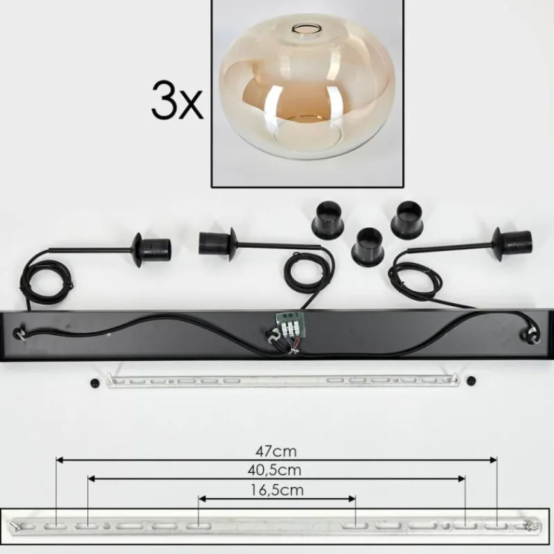 hofstein Apedo Suspension Noir, 3 lumières