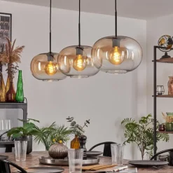 hofstein Apedo Suspension Noir, 3 lumières