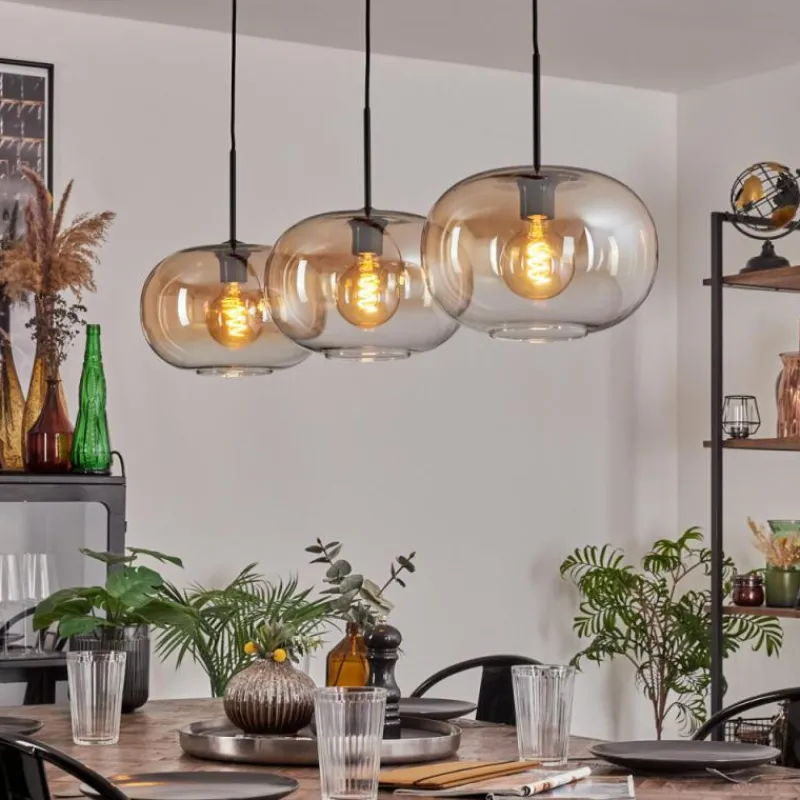 hofstein Apedo Suspension Noir, 3 lumières