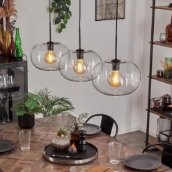 hofstein Apedo Suspension Noir, 3 lumières