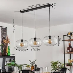 hofstein Apedo Suspension Noir, 3 lumières