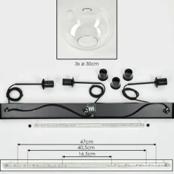 hofstein Apedo Suspension Noir, 3 lumières