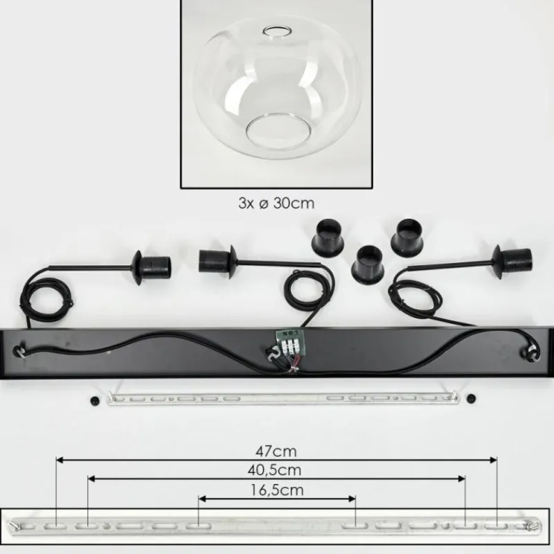 hofstein Apedo Suspension Noir, 3 lumières