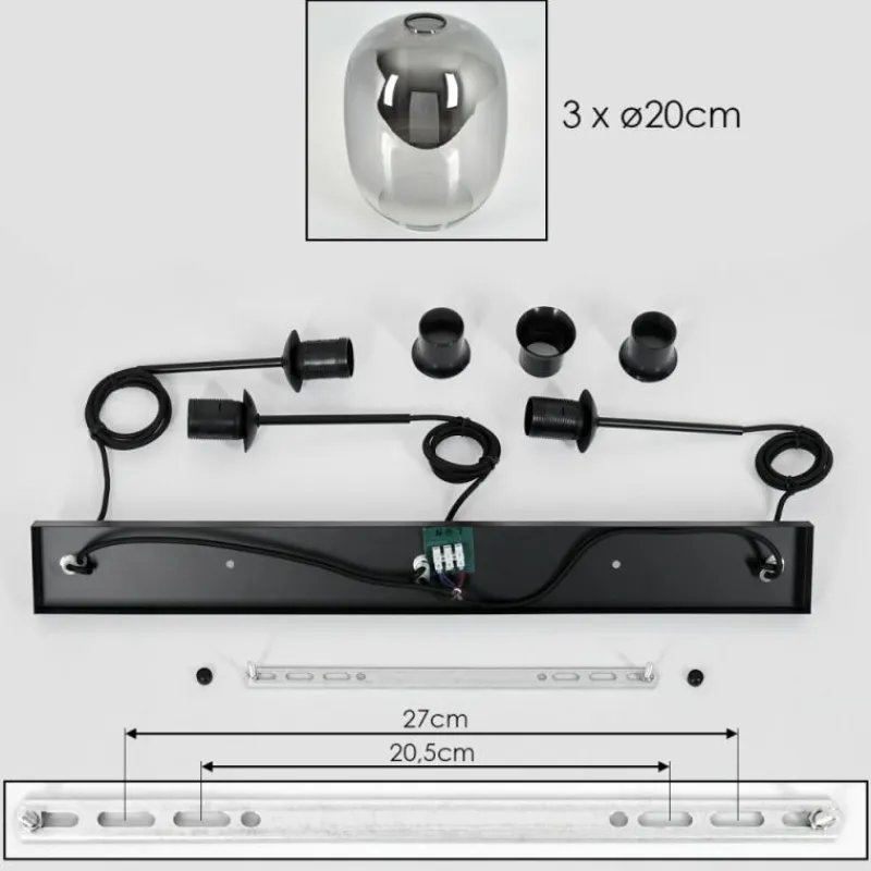 hofstein Apedo Suspension, Suspension Clair, Fumé, 3 lumières