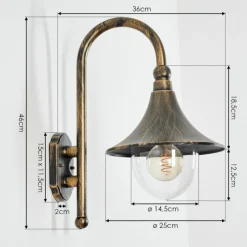 Luminaires Rustiques-hofstein Applique extérieure Elgin Noir doré, 1 lumière