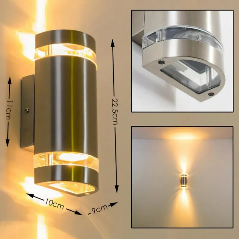 hofstein Applique extérieure Maturin Acier inoxydable, 2 lumières