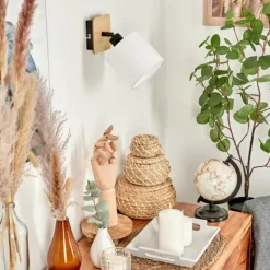 Lampes En Tissu-hofstein Applique murale Alsen Bois clair, Noir, 1 lumière