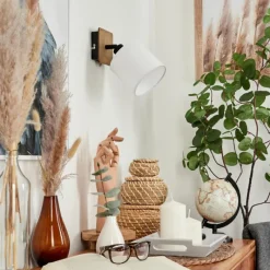 Lampes En Tissu-hofstein Applique murale Alsen Bois foncé, Noir, 1 lumière