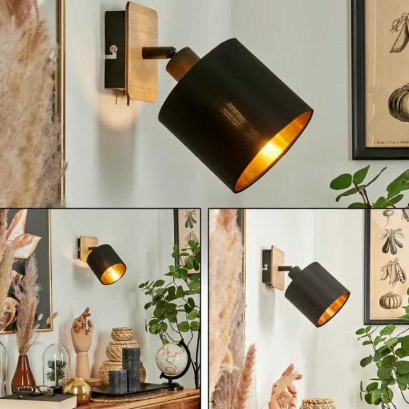 Lampes En Tissu-hofstein Applique murale Alsen Bois clair, Noir, 1 lumière