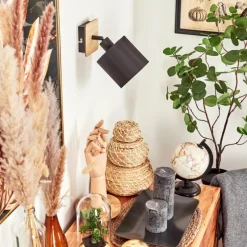 Lampes En Tissu-hofstein Applique murale Alsen Bois clair, Noir, 1 lumière