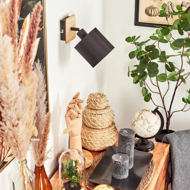 Lampes En Tissu-hofstein Applique murale Alsen Bois clair, Noir, 1 lumière