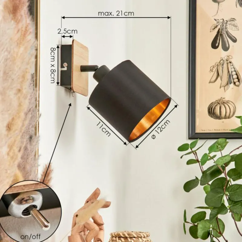 Lampes En Tissu-hofstein Applique murale Alsen Bois clair, Noir, 1 lumière
