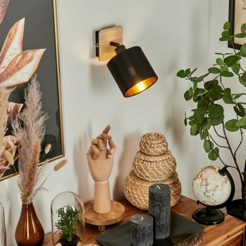 Lampes En Tissu-hofstein Applique murale Alsen Bois clair, Noir, 1 lumière