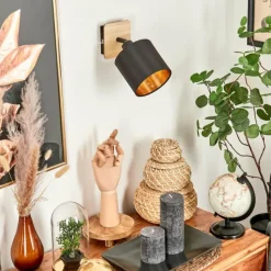 Lampes En Tissu-hofstein Applique murale Alsen Bois clair, Noir, 1 lumière