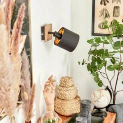 Lampes En Tissu-hofstein Applique murale Alsen Bois foncé, Noir, 1 lumière