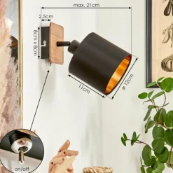 Lampes En Tissu-hofstein Applique murale Alsen Bois foncé, Noir, 1 lumière