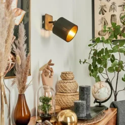 Lampes En Tissu-hofstein Applique murale Alsen Bois foncé, Noir, 1 lumière