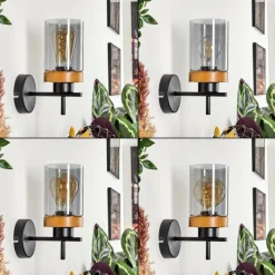 Suspension Verre Fumé-hofstein Applique murale Amignon Écru, Noir, 1 lumière