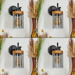 Suspension Verre Fumé-hofstein Applique murale Amignon Écru, Noir, 1 lumière