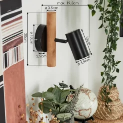 Luminaires Scandinaves-hofstein Applique murale Arbrentin Bois clair, Noir, 1 lumière