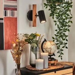 Luminaires Scandinaves-hofstein Applique murale Arbrentin Bois clair, Noir, 1 lumière