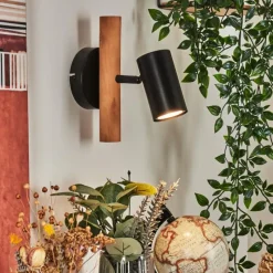 Luminaires Scandinaves-hofstein Applique murale Arbrentin Bois clair, Noir, 1 lumière