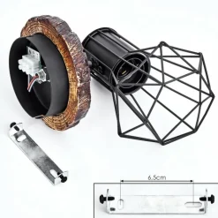 Lampes Vintages & Rétros-hofstein Applique murale Bardhaman Bois clair, Couleur bois, Noir, 1 lumière