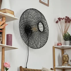 Style Boho-Chic-hofstein Applique murale Brooker Noir, 1 lumière