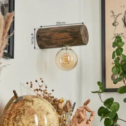 Style Boho-Chic-hofstein Applique murale Canedo Bois foncé, 1 lumière