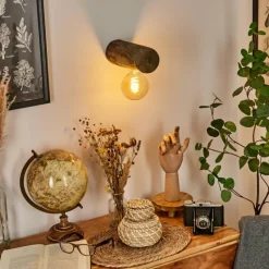 Style Boho-Chic-hofstein Applique murale Canedo Bois foncé, 1 lumière