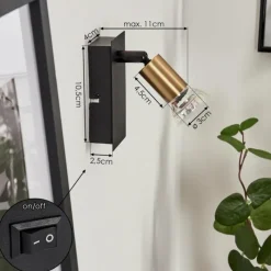 Lampes Dorées-hofstein Applique murale Castillo Noir, 1 lumière