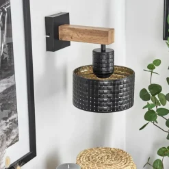 Lampes Dorées-hofstein Applique murale Chabian Brun, Couleur bois, Noir, 1 lumière