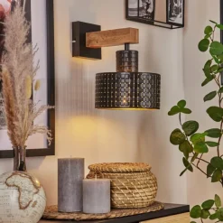 Lampes Dorées-hofstein Applique murale Chabian Brun, Couleur bois, Noir, 1 lumière