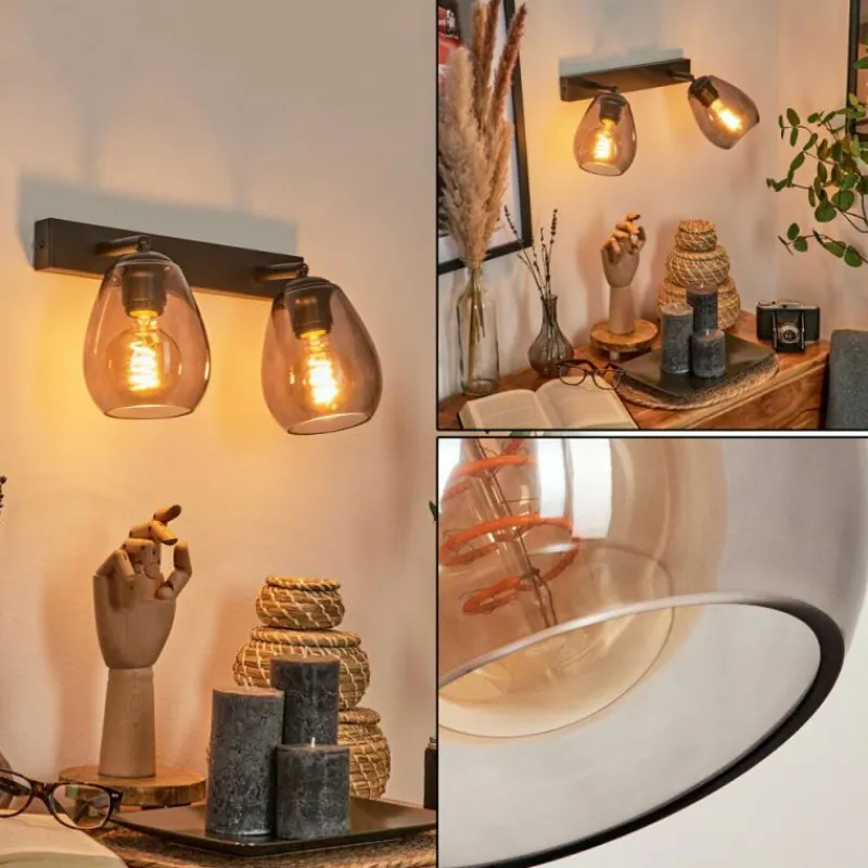 Suspension Verre Fumé-hofstein Applique murale Chaiguao Noir, 2 lumières