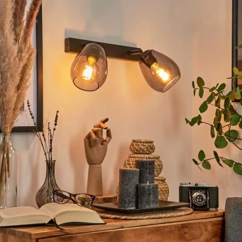 Suspension Verre Fumé-hofstein Applique murale Chaiguao Noir, 2 lumières