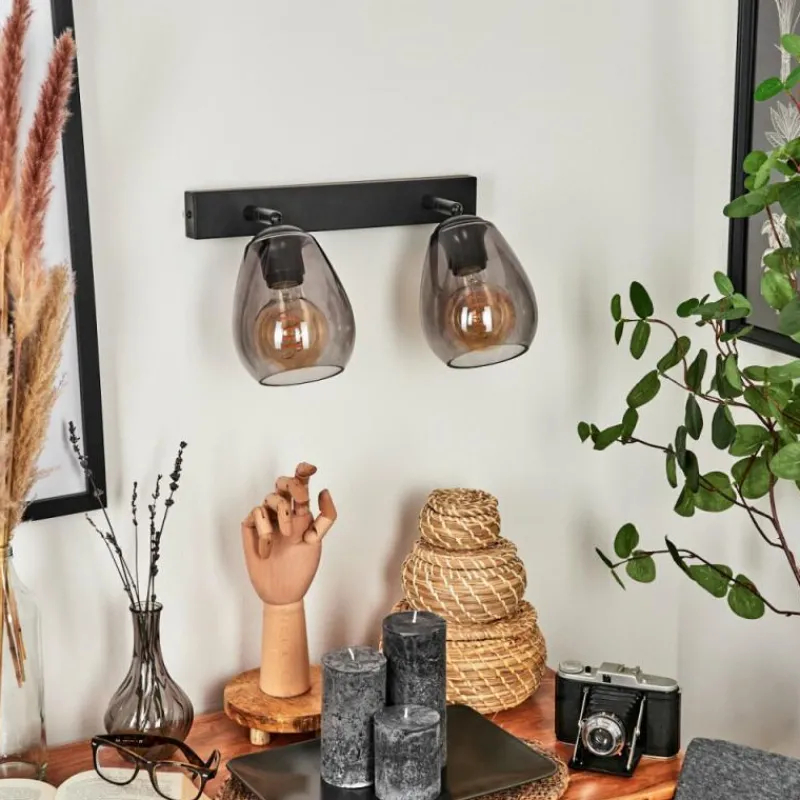 Suspension Verre Fumé-hofstein Applique murale Chaiguao Noir, 2 lumières