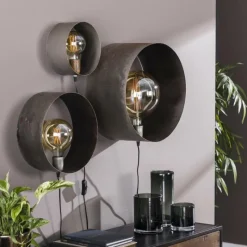 hofstein Applique murale Charger Argent Oxydé, 3 lumières* Appliques