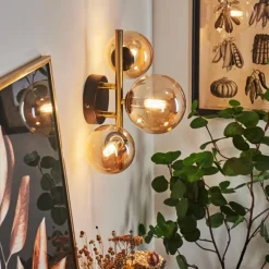 hofstein Applique murale Chehalis LED Laiton, Noir, 3 lumières