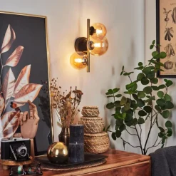 hofstein Applique murale Chehalis LED Laiton, Noir, 3 lumières