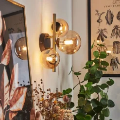 hofstein Applique murale Chehalis LED Laiton, Noir, 3 lumières