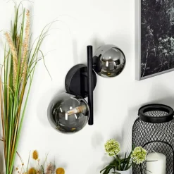Suspension Verre Fumé-hofstein Applique murale Chehalis LED Noir, 2 lumières