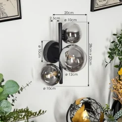 Suspension Verre Fumé-hofstein Applique murale Chehalis Noir, 3 lumières