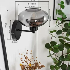 Suspension Verre Fumé-hofstein Applique murale Haikala Noir, 1 lumière