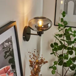 Suspension Verre Fumé-hofstein Applique murale Haikala Noir, 1 lumière