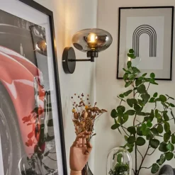 Suspension Verre Fumé-hofstein Applique murale Haikala Noir, 1 lumière